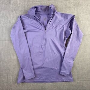 Nike Pro Womens Large Quarter Zip‎ Long Sleeve Training Top Purple Thumbholes